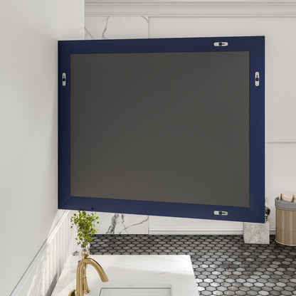 Eviva Acclaim 60" x 30" Rectangular Blue Wooden Framed Mirror