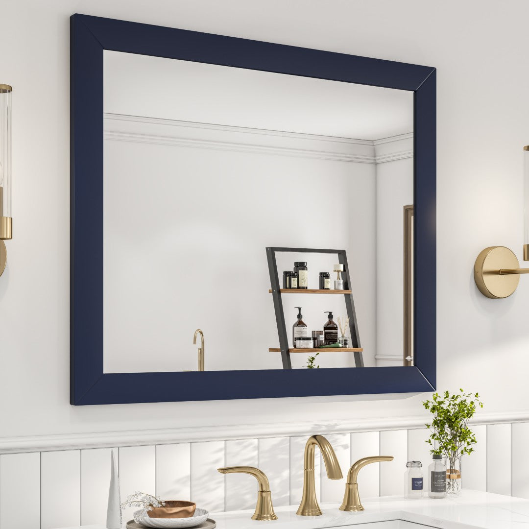 Eviva Acclaim 60" x 30" Rectangular Blue Wooden Framed Mirror