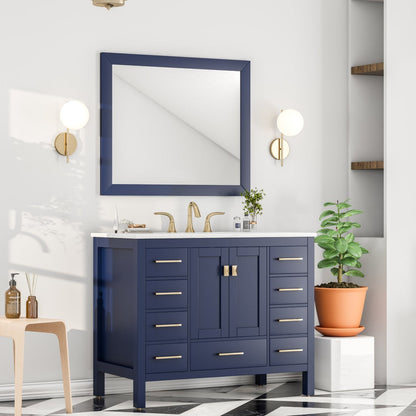 Eviva Acclaim 60" x 30" Rectangular Blue Wooden Framed Mirror