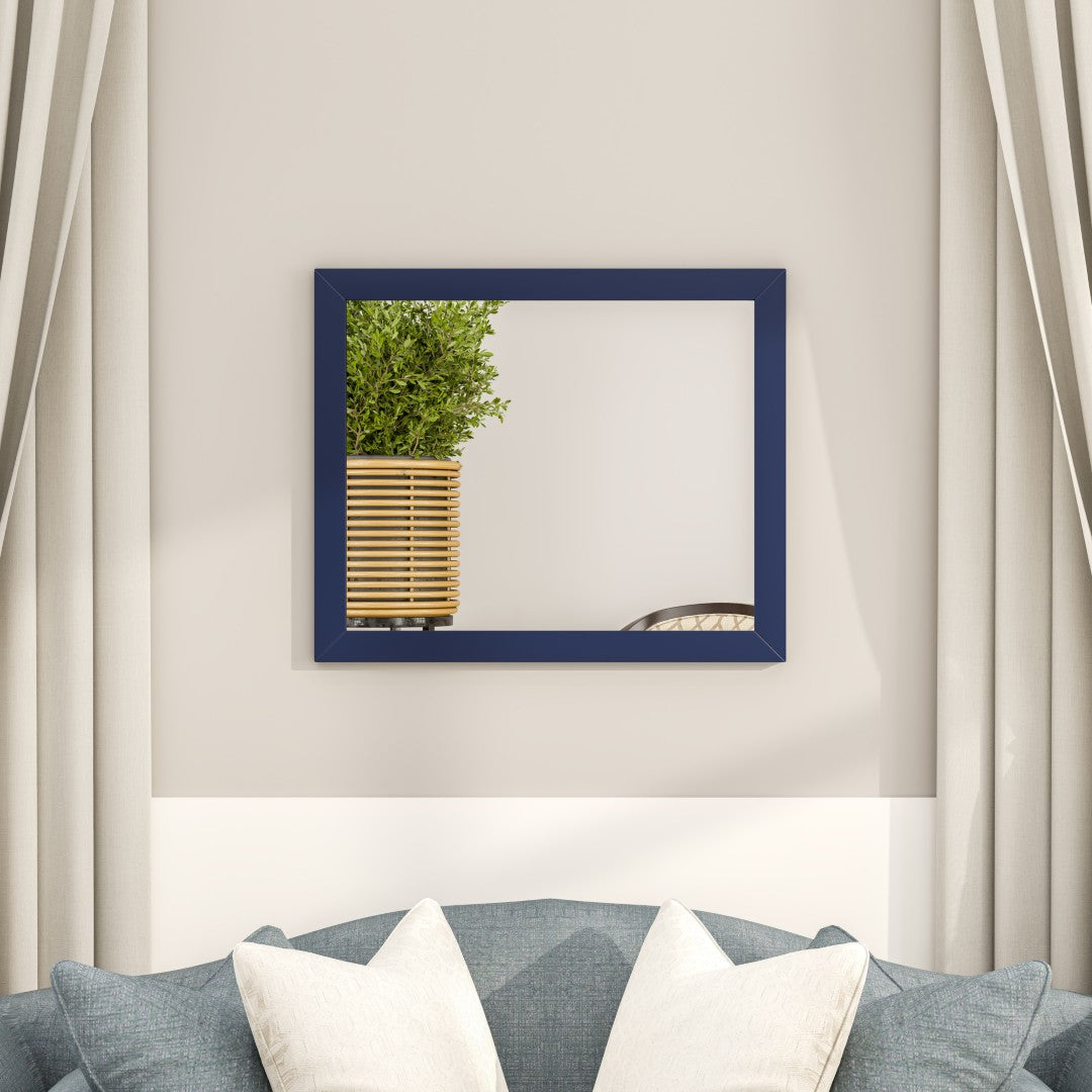 Eviva Acclaim 60" x 30" Rectangular Blue Wooden Framed Mirror