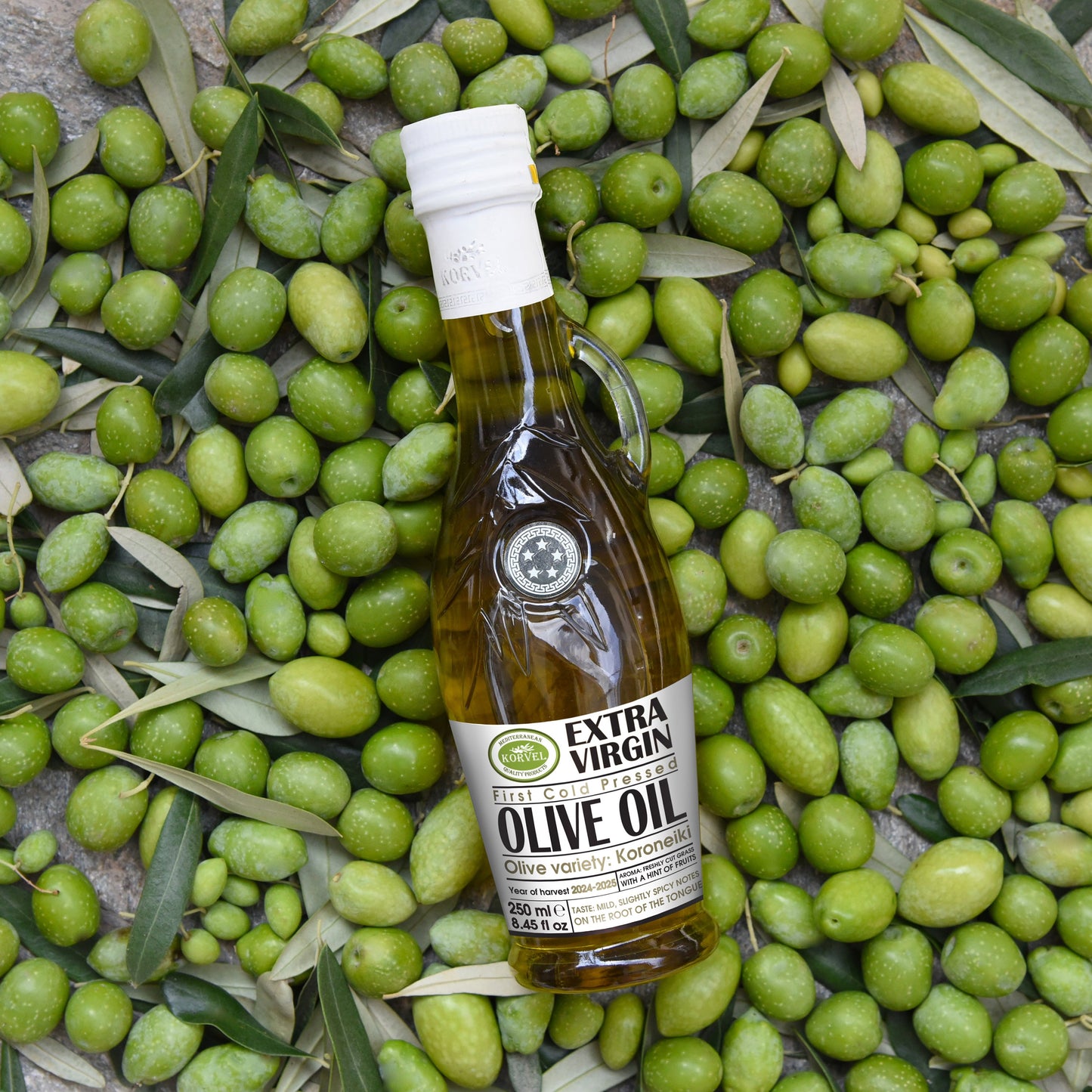 KORVEL Greek Extra Virgin Olive Oil, Amphora Bottle, 8.45 fl oz (250ml)