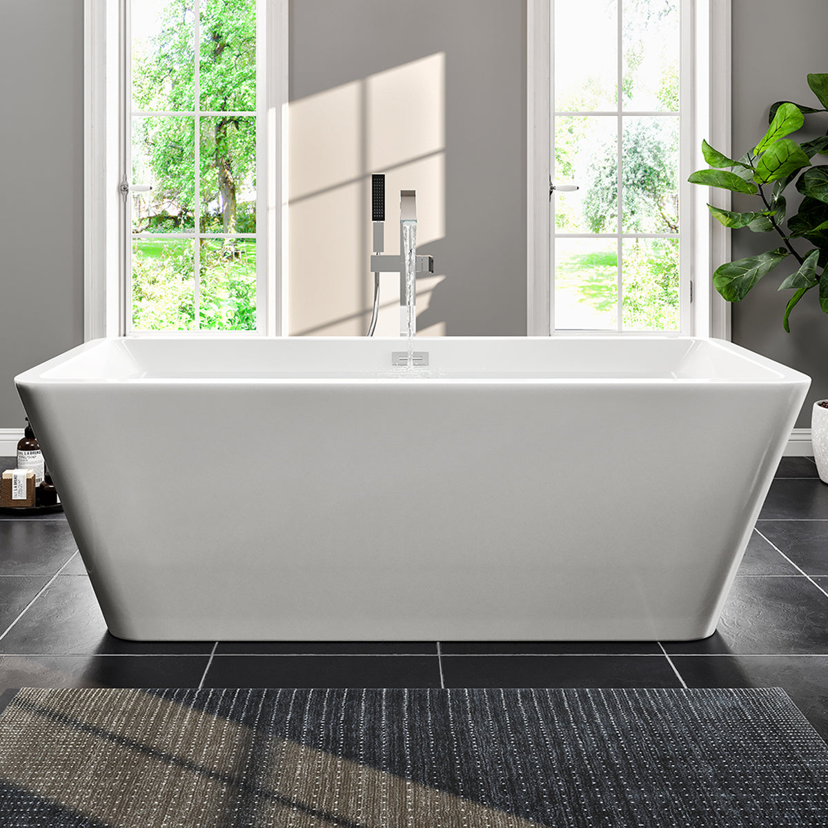 Eviva Eclipse Glossy White Acrylic Freestanding Bathtub