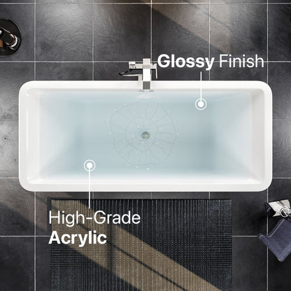 Eviva Eclipse Glossy White Acrylic Freestanding Bathtub
