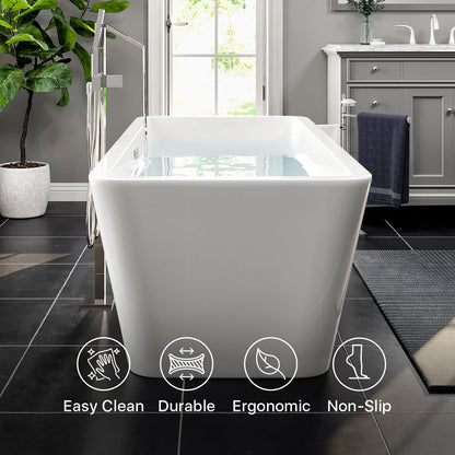 Eviva Eclipse Glossy White Acrylic Freestanding Bathtub