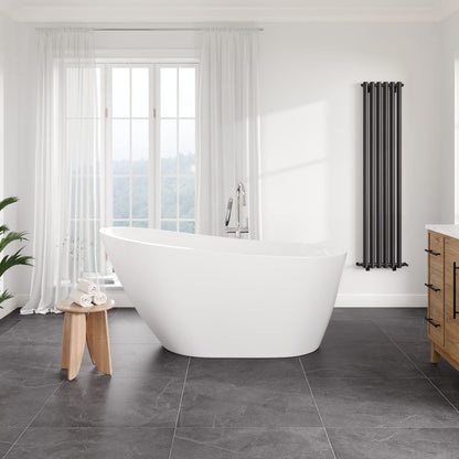 Eviva Luna Glossy White Acrylic Slipper Freestanding Bathtub