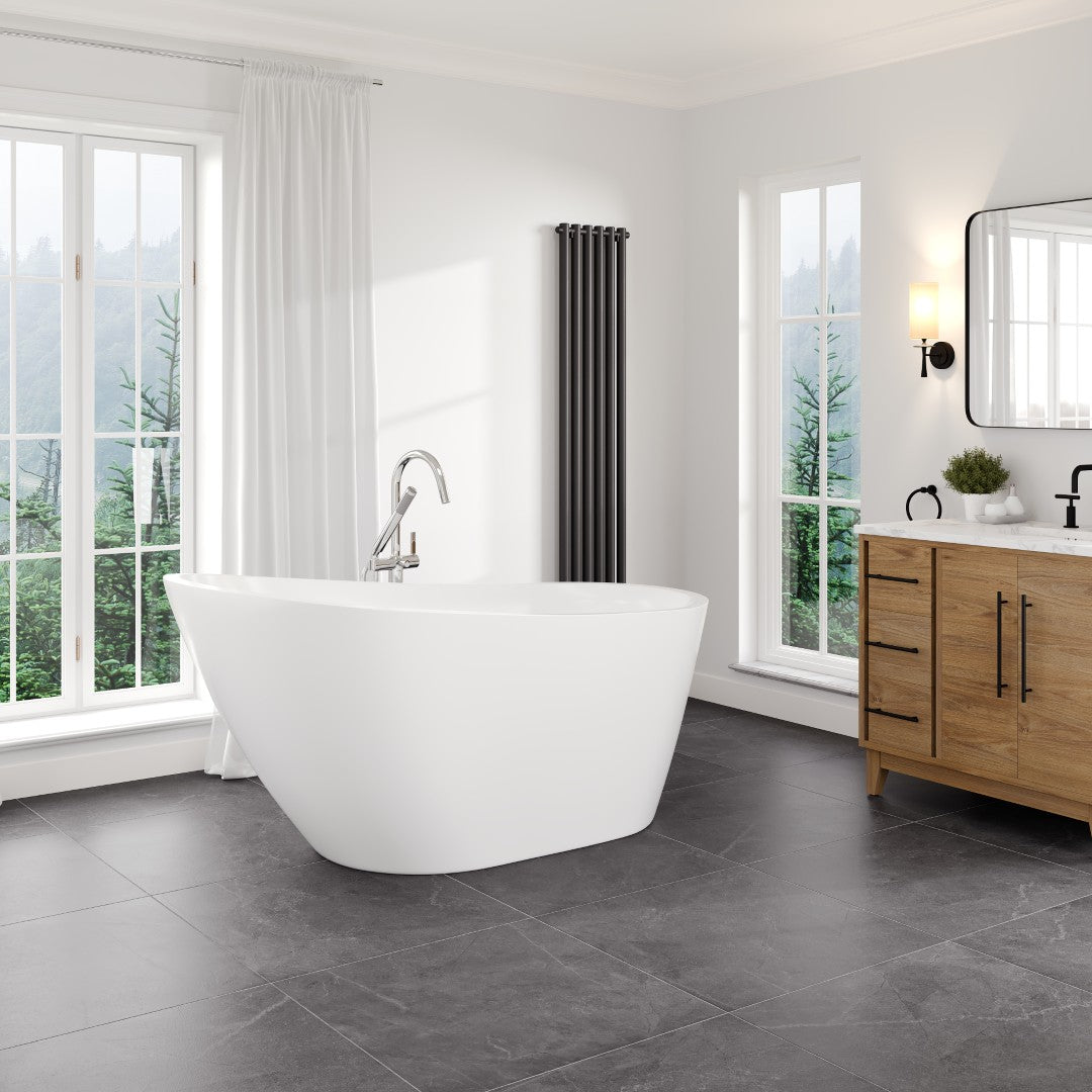 Eviva Luna Glossy White Acrylic Slipper Freestanding Bathtub