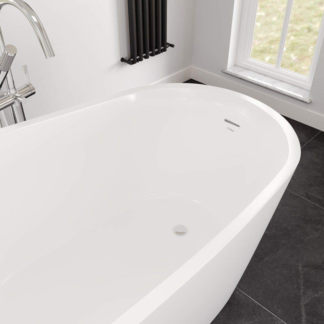 Eviva Luna Glossy White Acrylic Slipper Freestanding Bathtub