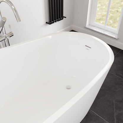 Eviva Luna Glossy White Acrylic Slipper Freestanding Bathtub
