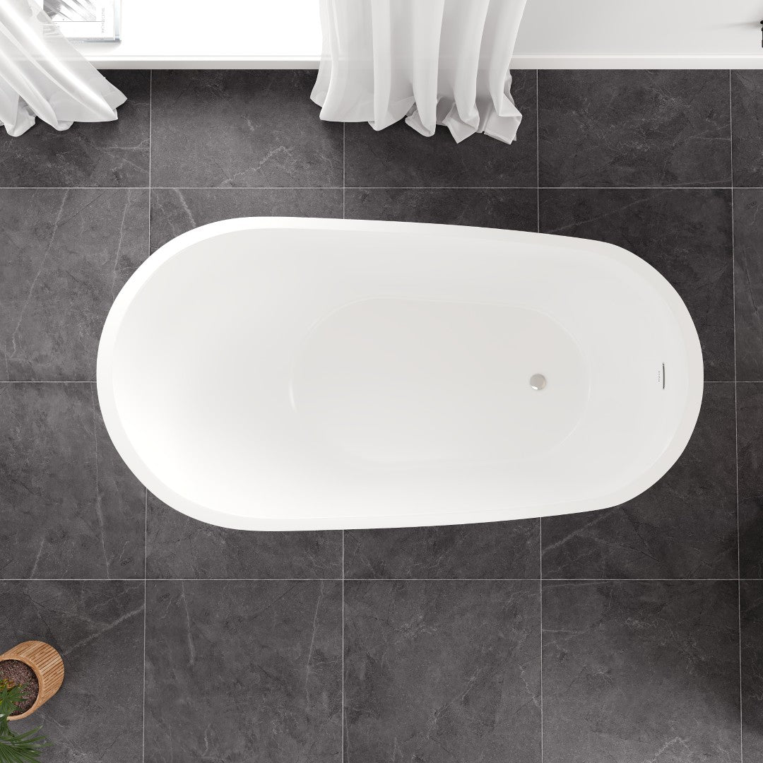 Eviva Luna Glossy White Acrylic Slipper Freestanding Bathtub