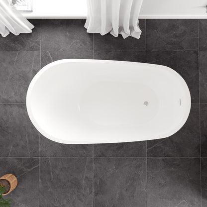 Eviva Luna Glossy White Acrylic Slipper Freestanding Bathtub