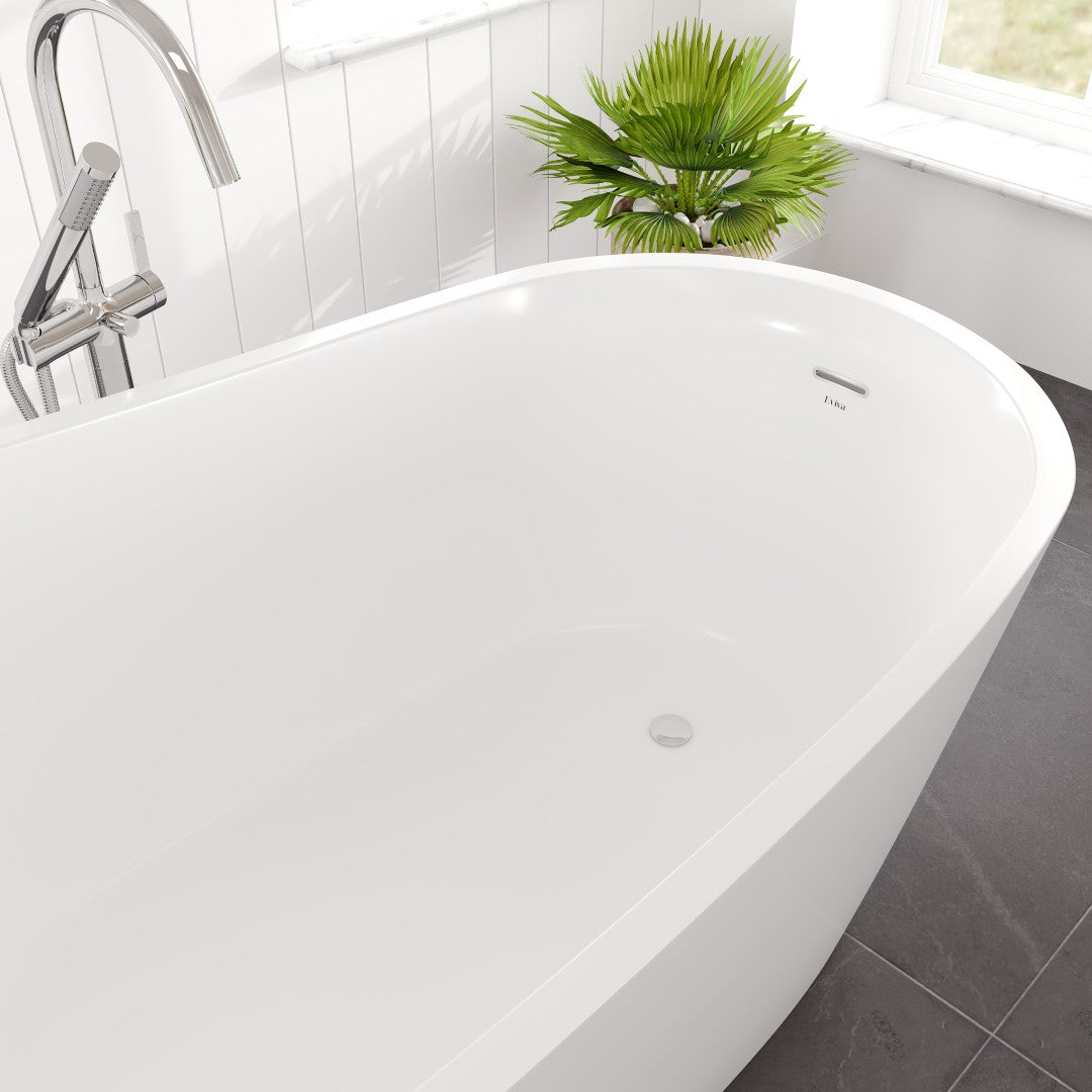 Eviva Luna Glossy White Acrylic Slipper Freestanding Bathtub
