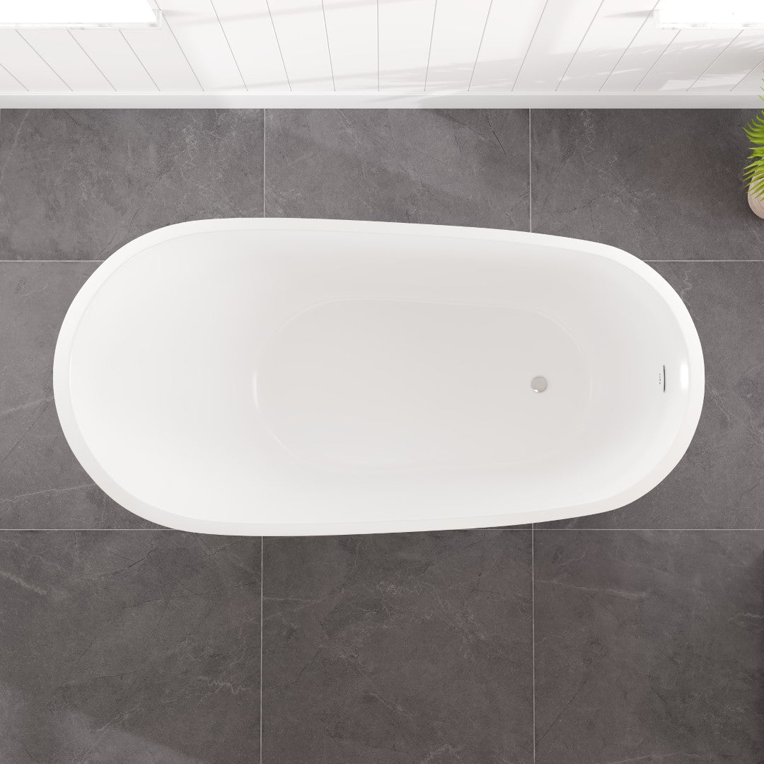 Eviva Luna Glossy White Acrylic Slipper Freestanding Bathtub