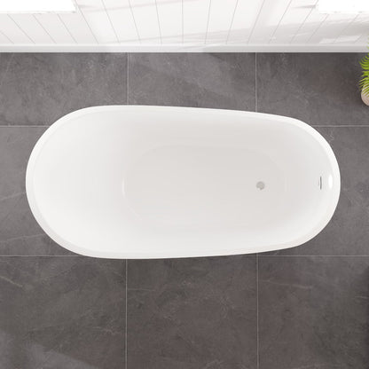 Eviva Luna Glossy White Acrylic Slipper Freestanding Bathtub