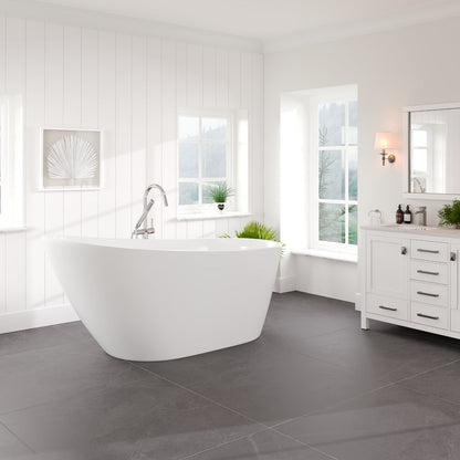 Eviva Luna Glossy White Acrylic Slipper Freestanding Bathtub