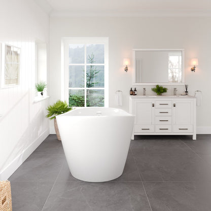 Eviva Luna Glossy White Acrylic Slipper Freestanding Bathtub