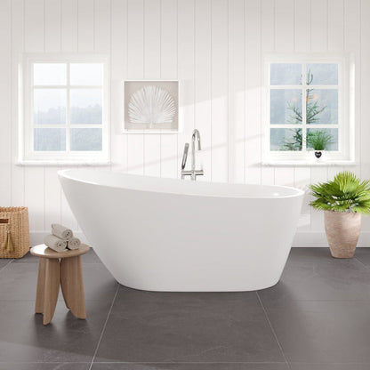 Eviva Luna Glossy White Acrylic Slipper Freestanding Bathtub