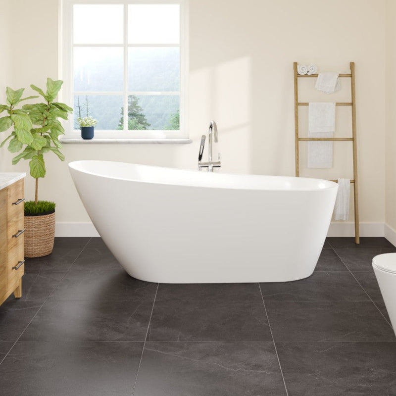 Eviva Luna Glossy White Acrylic Slipper Freestanding Bathtub