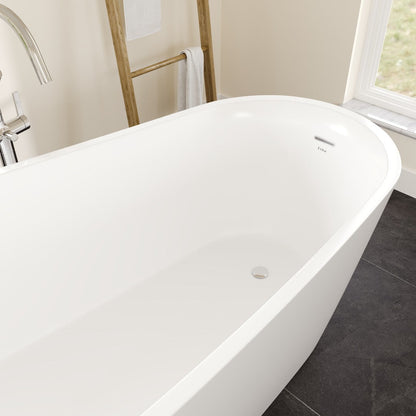 Eviva Luna Glossy White Acrylic Slipper Freestanding Bathtub