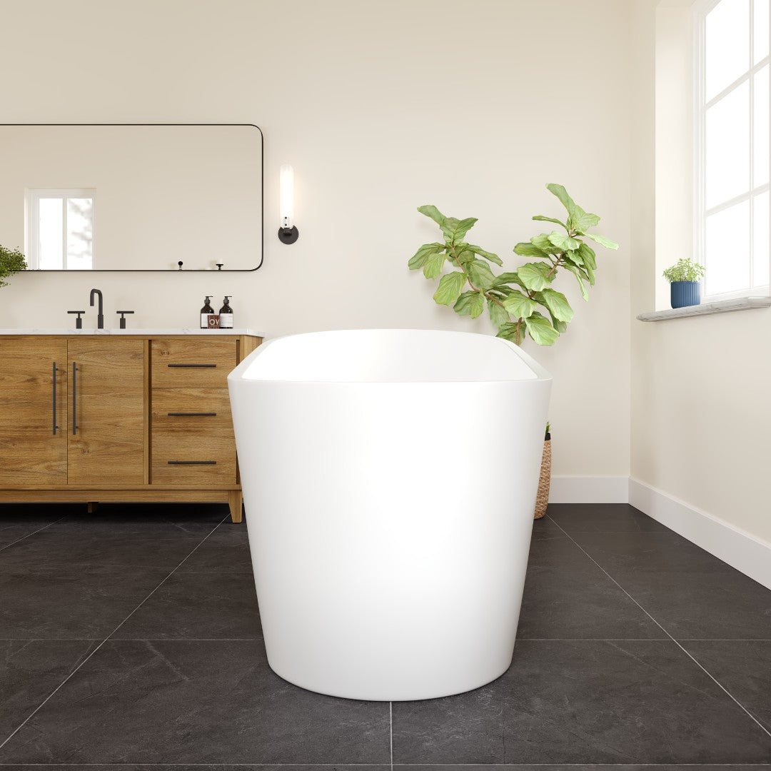 Eviva Luna Glossy White Acrylic Slipper Freestanding Bathtub