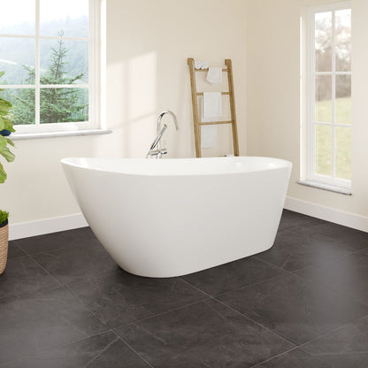 Eviva Luna Glossy White Acrylic Slipper Freestanding Bathtub