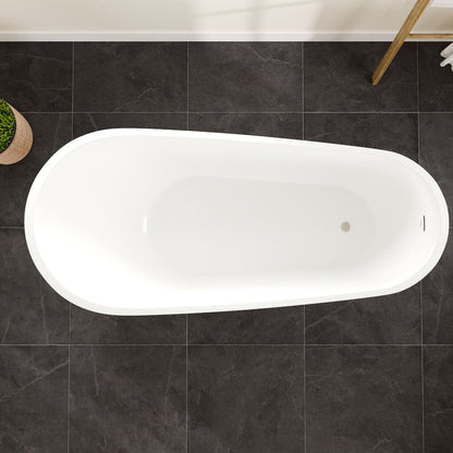 Eviva Luna Glossy White Acrylic Slipper Freestanding Bathtub