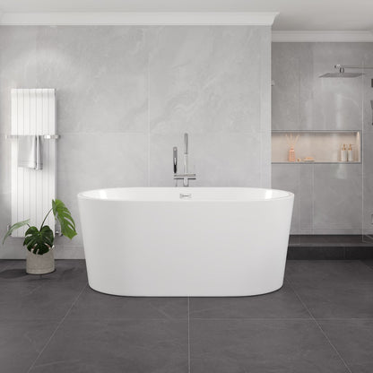 Eviva Aura Glossy White Acrylic Oval Freestanding Bathtub