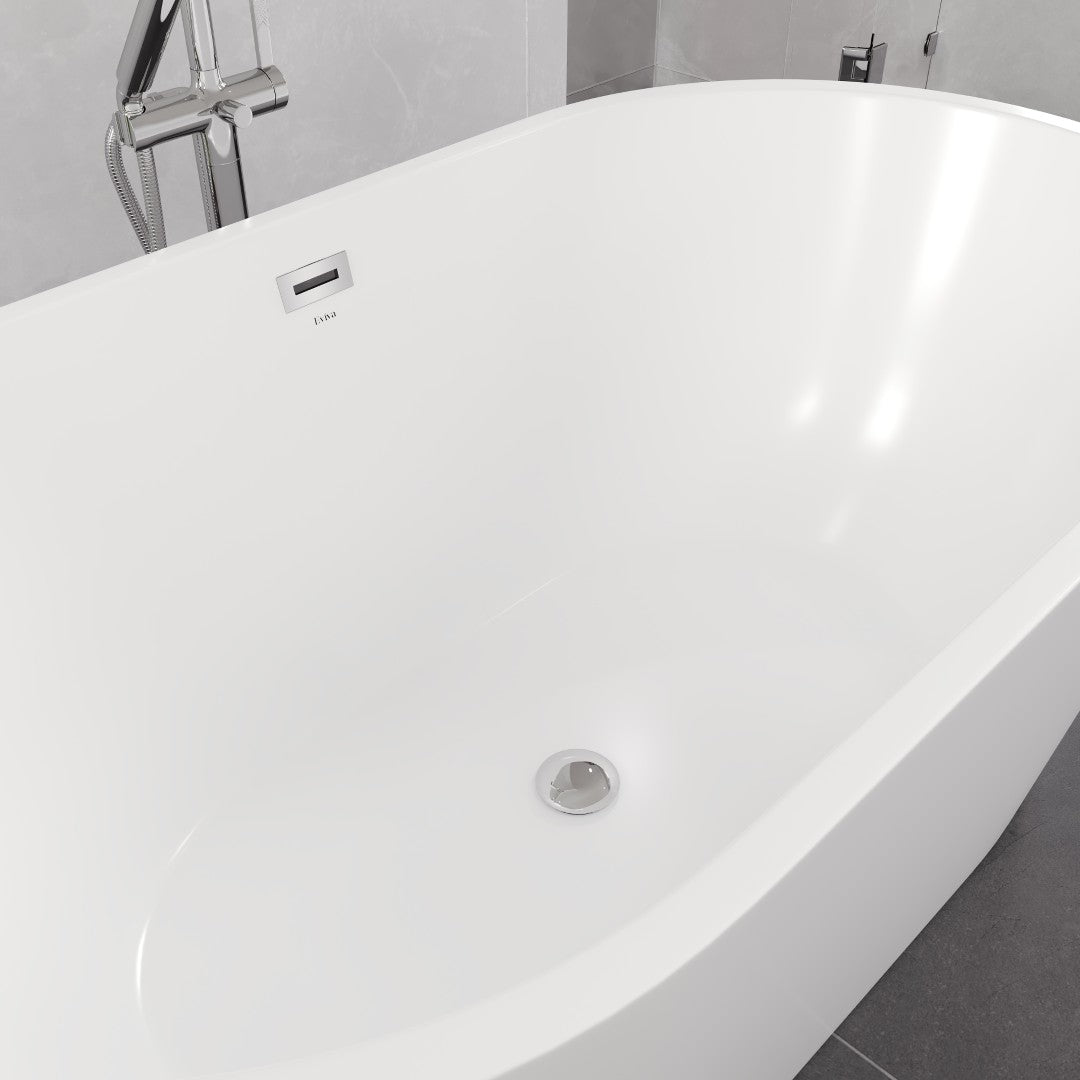 Eviva Aura Glossy White Acrylic Oval Freestanding Bathtub