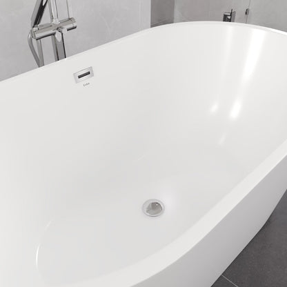 Eviva Aura Glossy White Acrylic Oval Freestanding Bathtub