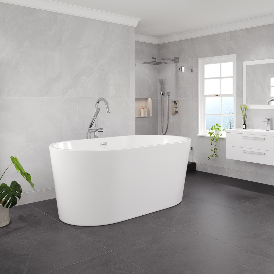 Eviva Aura Glossy White Acrylic Oval Freestanding Bathtub