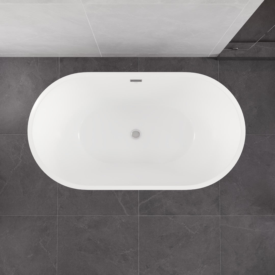 Eviva Aura Glossy White Acrylic Oval Freestanding Bathtub