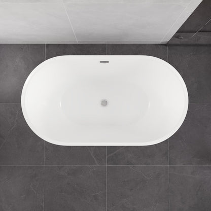 Eviva Aura Glossy White Acrylic Oval Freestanding Bathtub