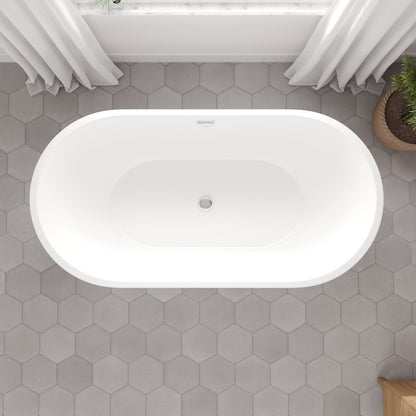 Eviva Aura Glossy White Acrylic Oval Freestanding Bathtub