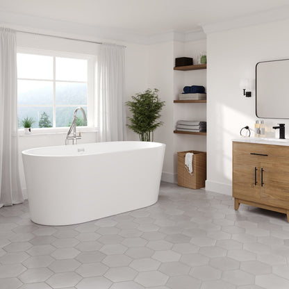 Eviva Aura Glossy White Acrylic Oval Freestanding Bathtub
