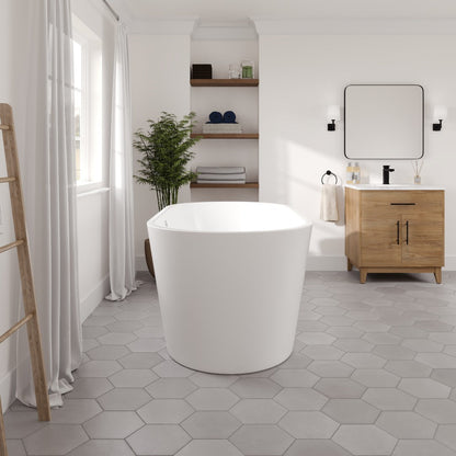 Eviva Aura Glossy White Acrylic Oval Freestanding Bathtub