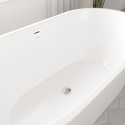 Eviva Aura Glossy White Acrylic Oval Freestanding Bathtub