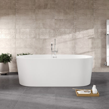 Eviva Aura Glossy White Acrylic Oval Freestanding Bathtub