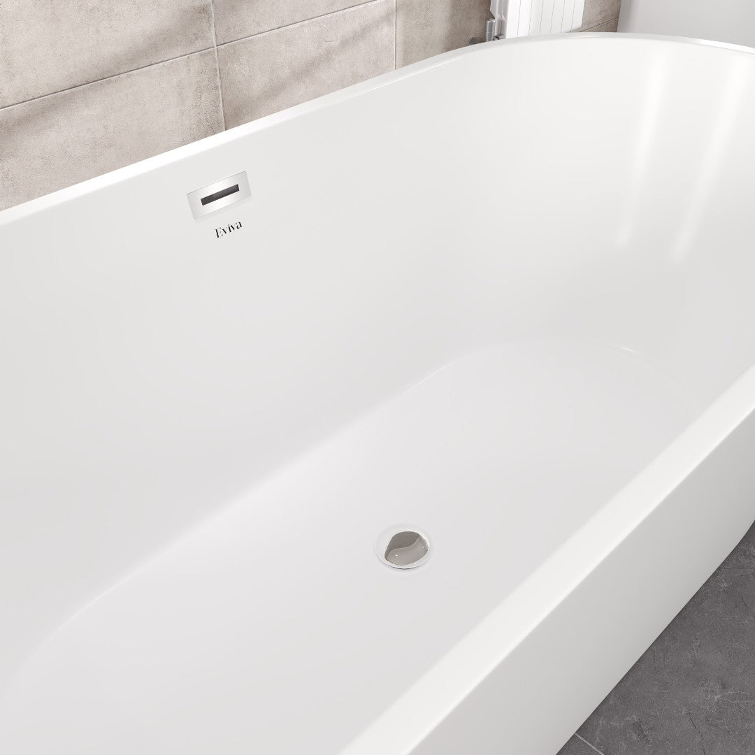Eviva Aura Glossy White Acrylic Oval Freestanding Bathtub