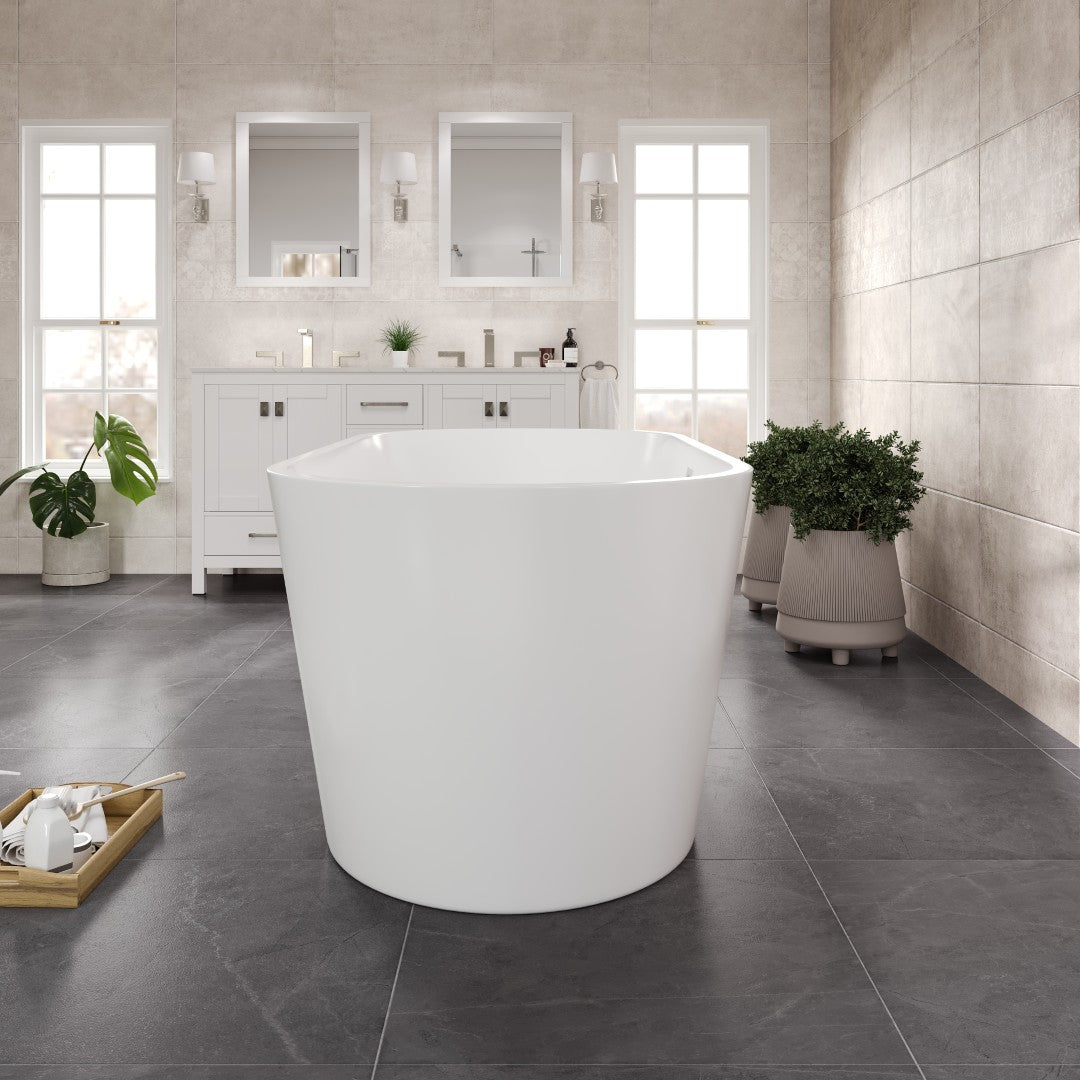 Eviva Aura Glossy White Acrylic Oval Freestanding Bathtub