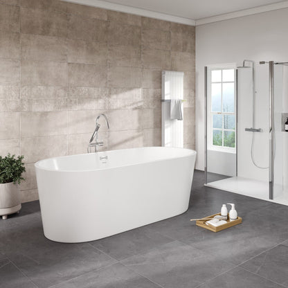 Eviva Aura Glossy White Acrylic Oval Freestanding Bathtub