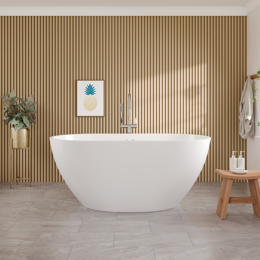 Eviva Opal Glossy White Acrylic Oval Freestanding Bathub