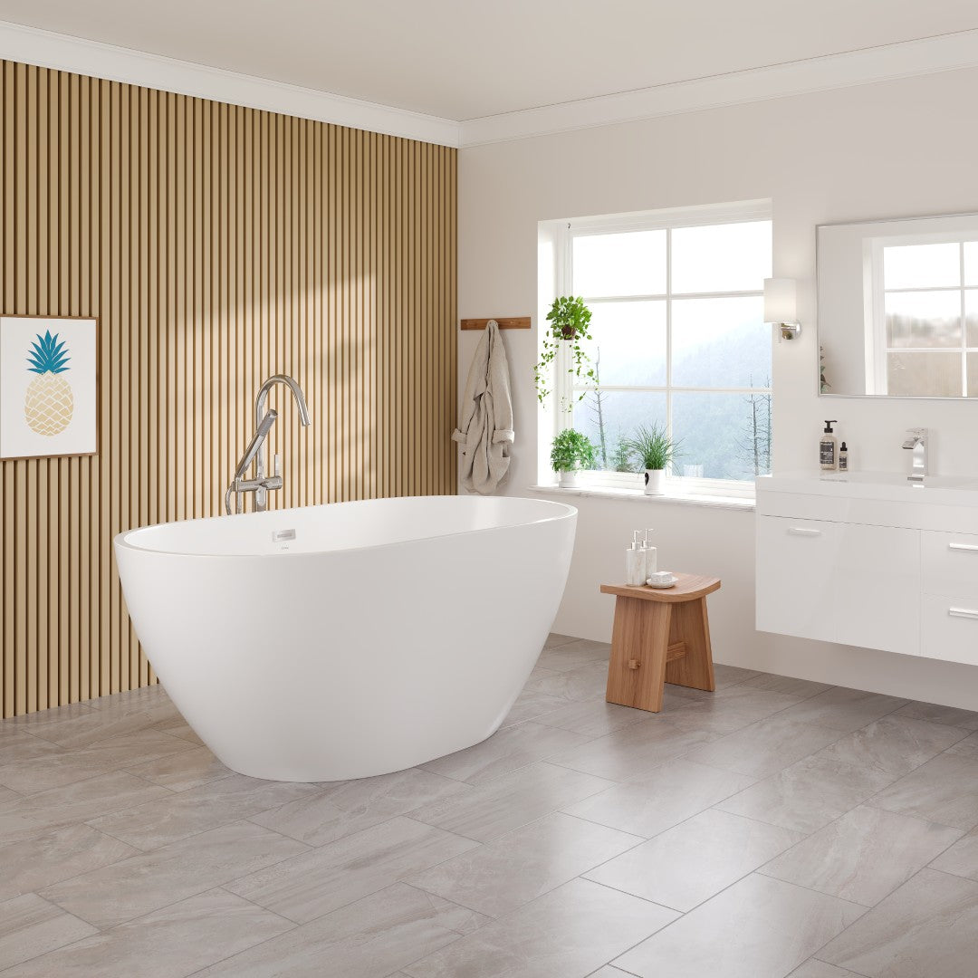 Eviva Opal Glossy White Acrylic Oval Freestanding Bathub