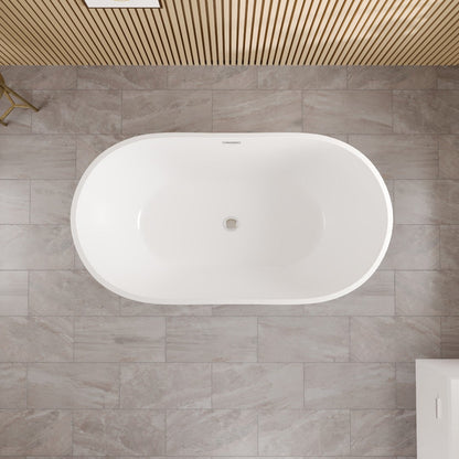 Eviva Opal Glossy White Acrylic Oval Freestanding Bathub