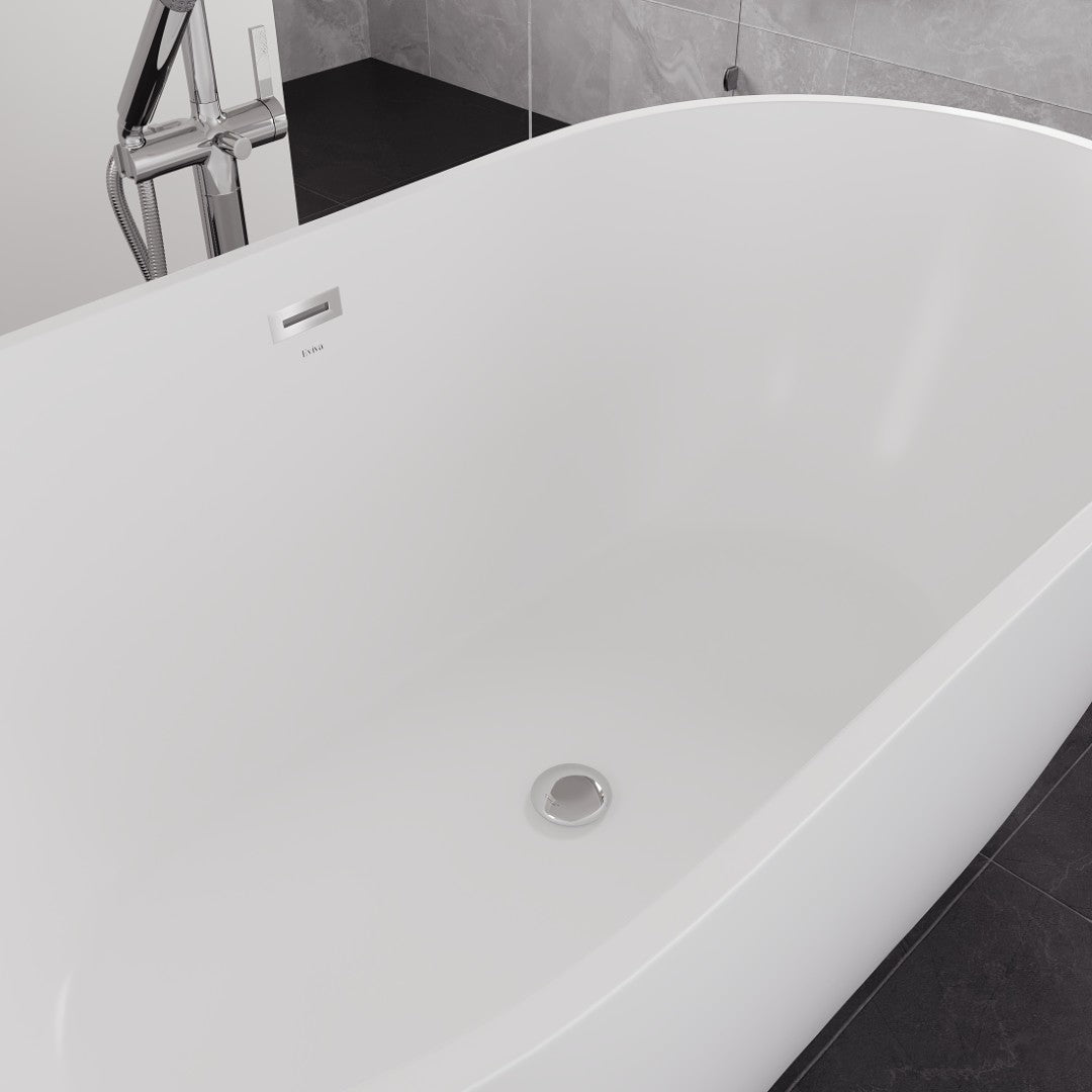 Eviva Opal Glossy White Acrylic Oval Freestanding Bathub