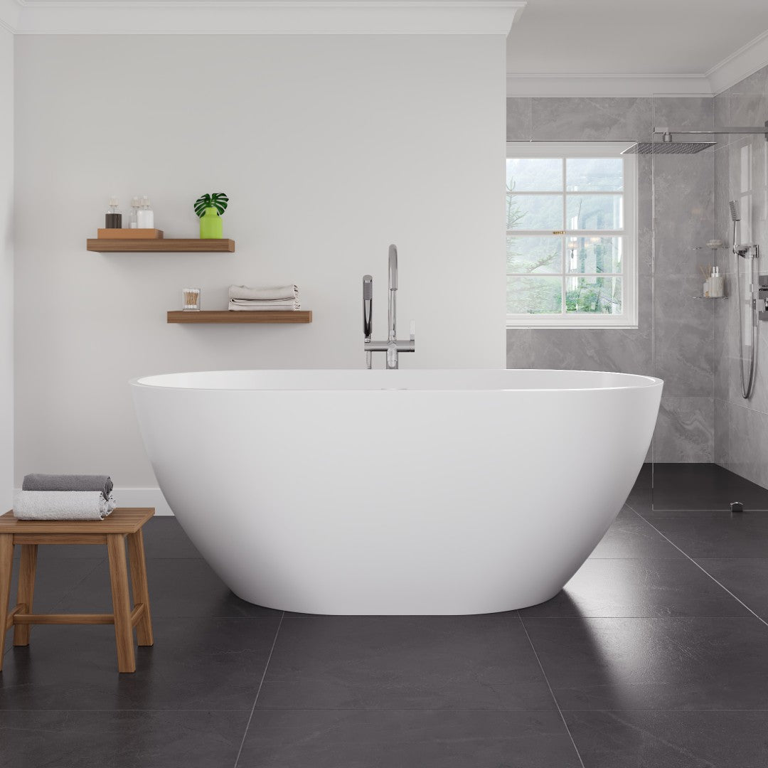 Eviva Opal Glossy White Acrylic Oval Freestanding Bathub