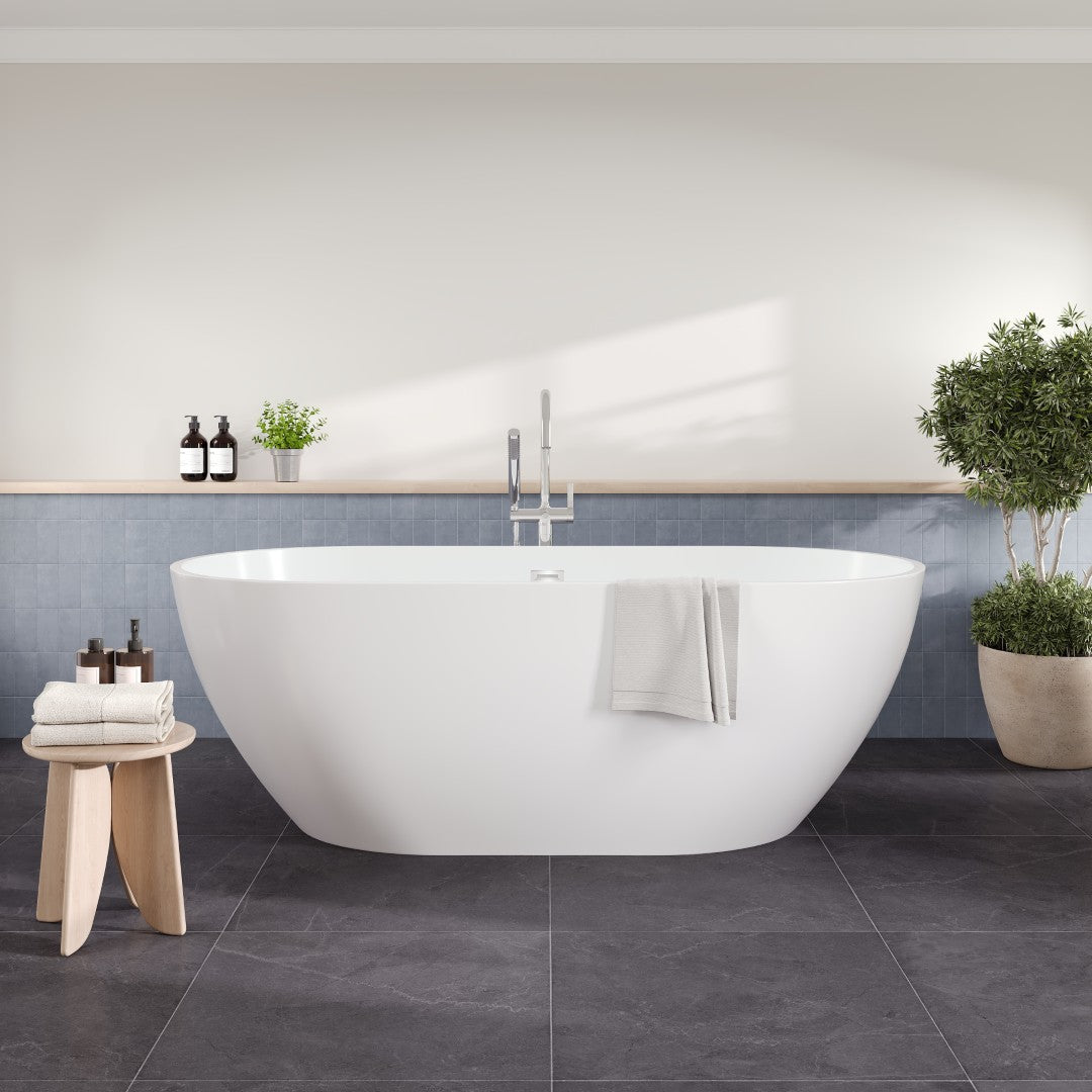 Eviva Opal Glossy White Acrylic Oval Freestanding Bathub