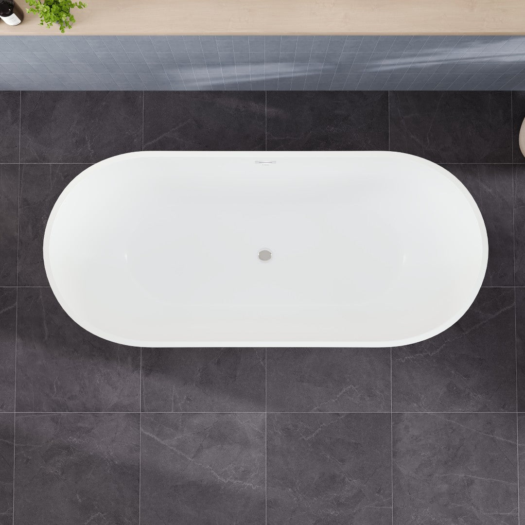 Eviva Opal Glossy White Acrylic Oval Freestanding Bathub