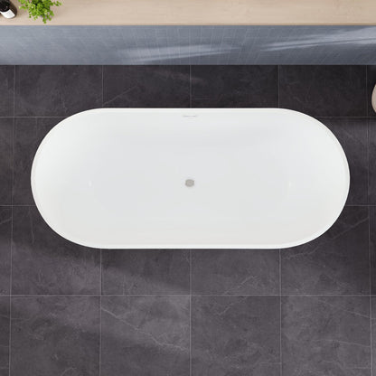 Eviva Opal Glossy White Acrylic Oval Freestanding Bathub