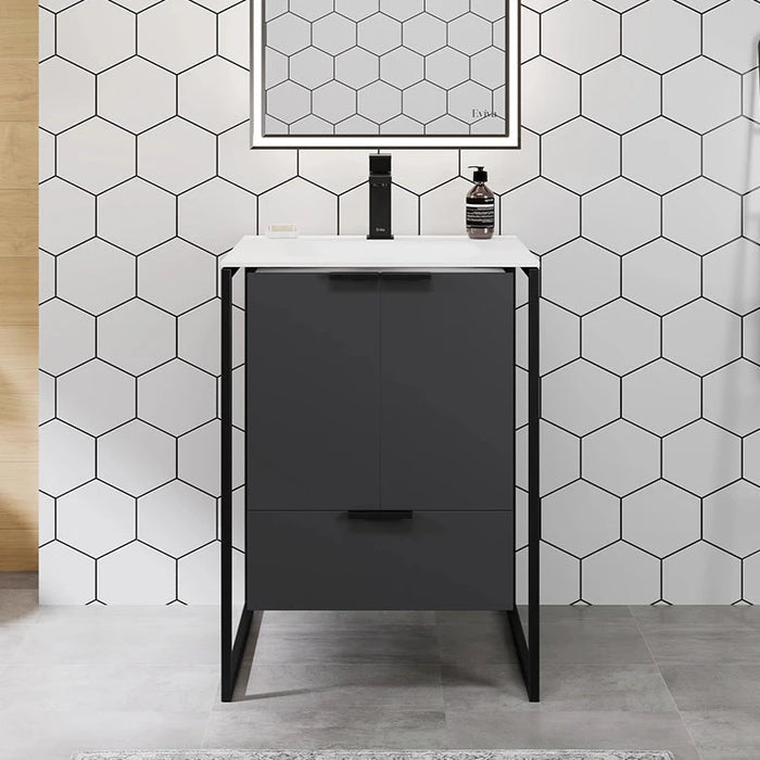 Eviva Onyx Wall Mount Bath Vanity with Solid Surface Top and Integrated Sink (26"-48")