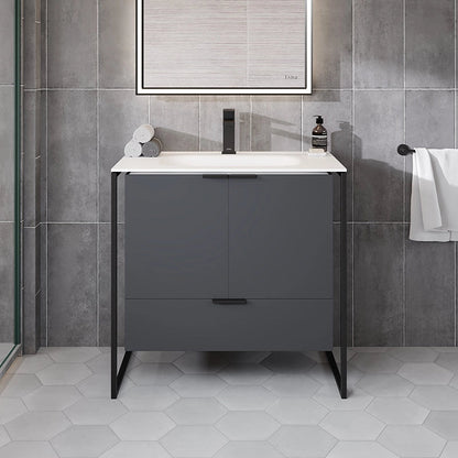 Eviva Onyx Wall Mount Bath Vanity with Solid Surface Top and Integrated Sink (26"-48")