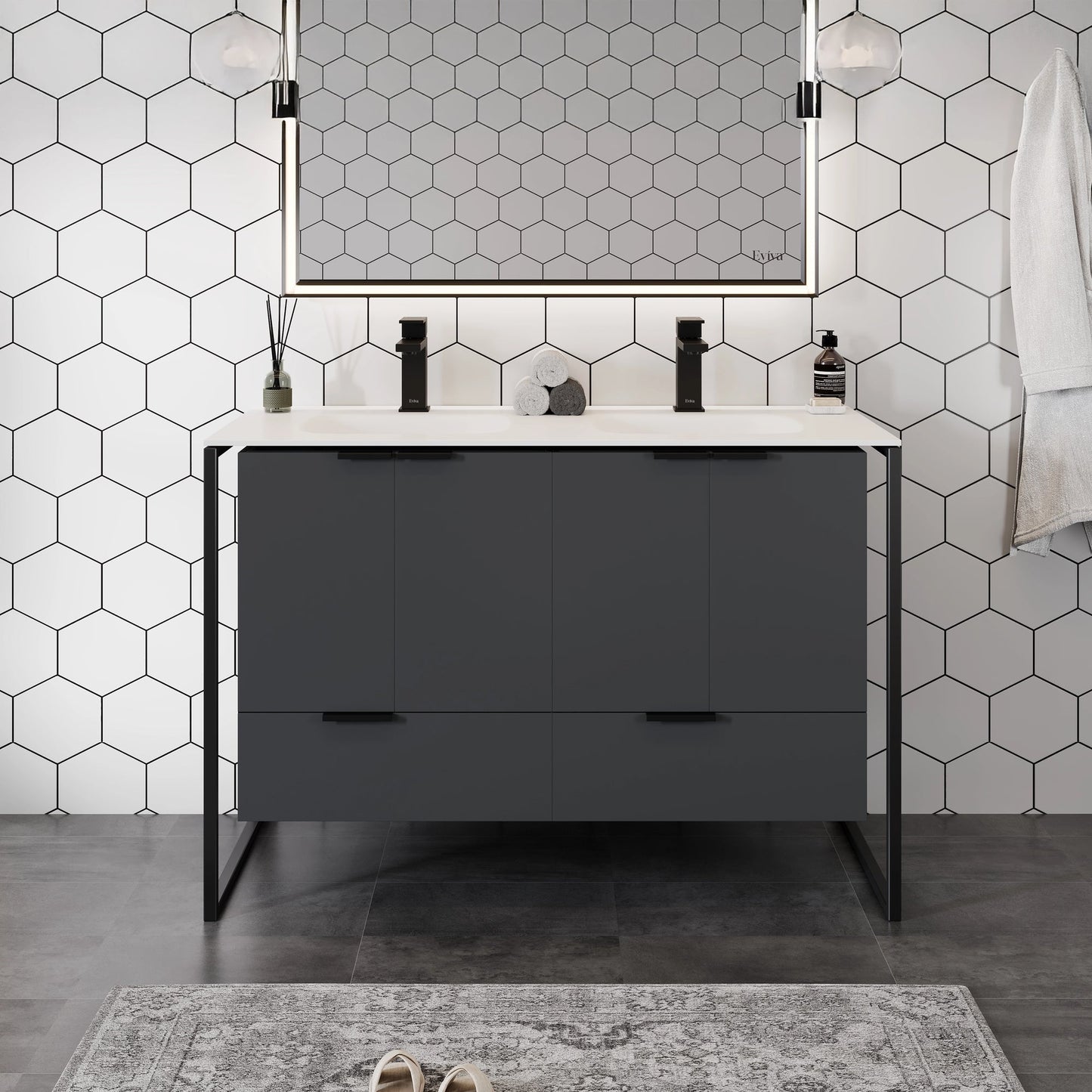 Eviva Onyx Wall Mount Bath Vanity with Solid Surface Top and Integrated Sink (26"-48")